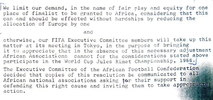 Memo CAF FIFA 1966 