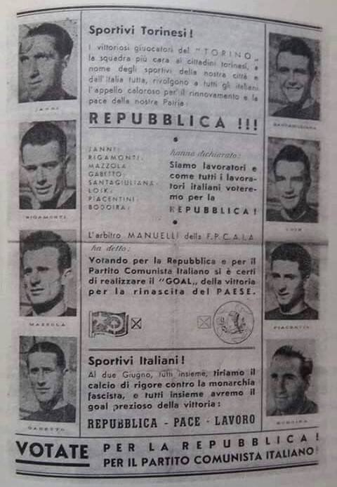 Grande Torino referendum monarchia repubblica 2 giugno 1946